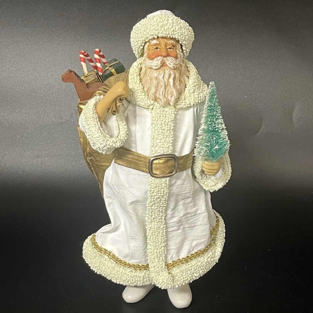 Vintage 1987 Clothtique Possible Dreams Santa White Gold Figurine 10.5"